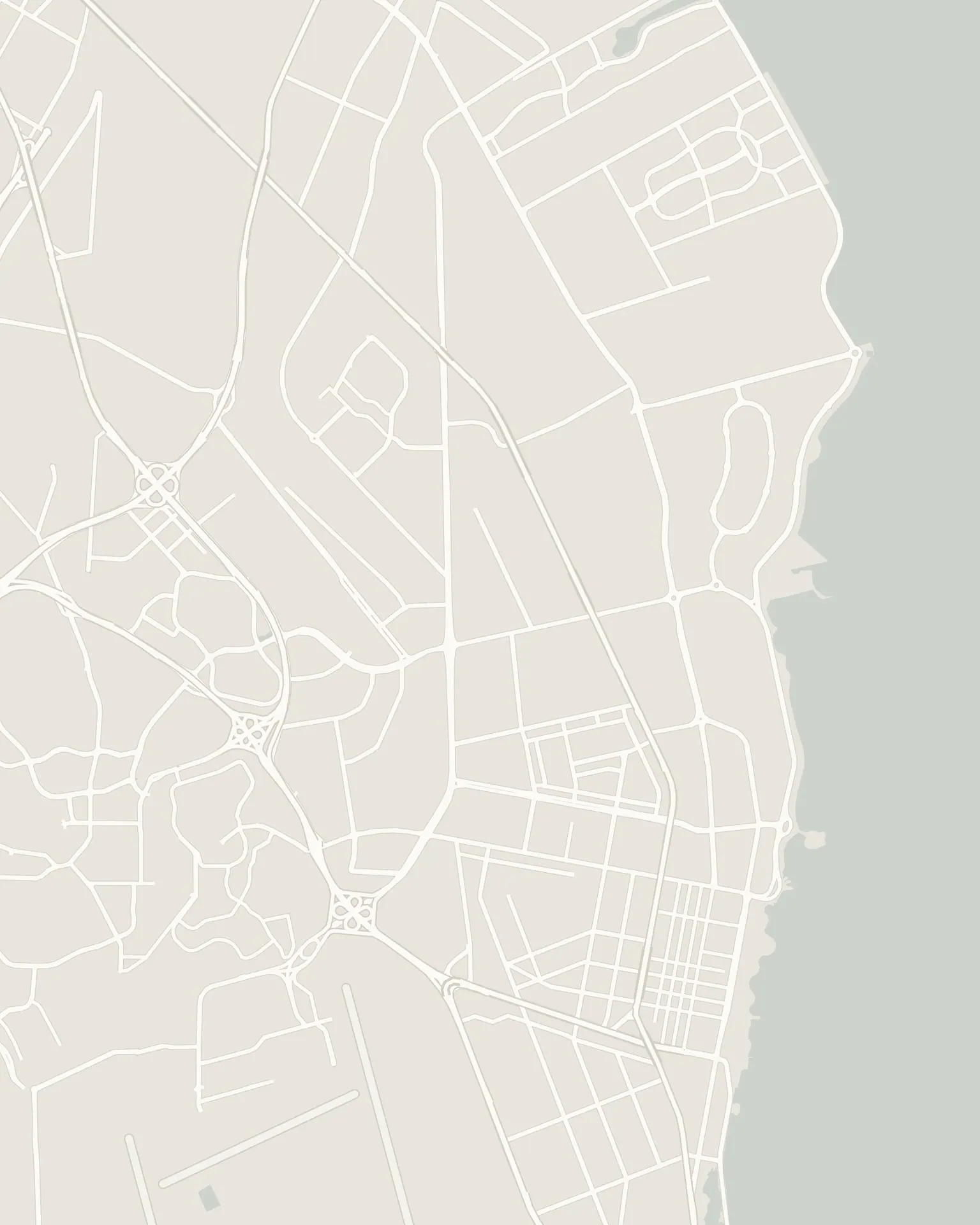 Map of Al Khobar and Dhahran showing Retal Residence near the Gulf coast