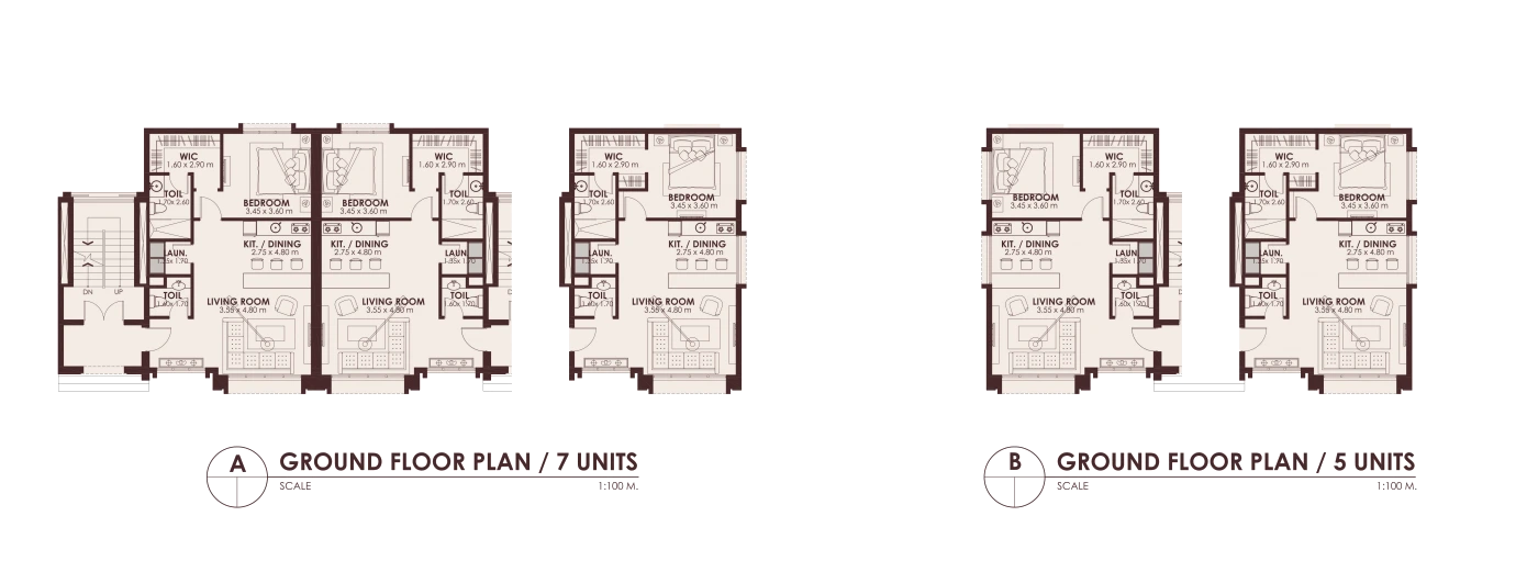 Floor plan of the one-bedroom apartment