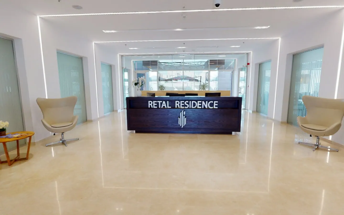 Clubhouse lobby, the opening view of the 360° tour